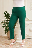 Пролетен панталон с цепки и ластик на талията - зелен