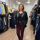 Широк памучен панталон с ръб - бургунди