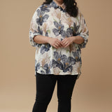 Елегантна риза с флорален принт - черен