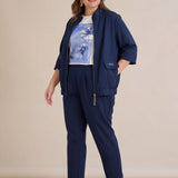 Летен еластичен панталон с памук - син