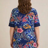 Еластична блуза от вискоза - цветя