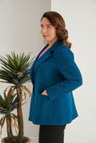 Макси пролетно сако в три цвята - син