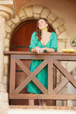 Лятна романтична рокля в големи размери с модерно деколте - зелен