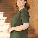 Дамска памучна тениска голям размер - Каки