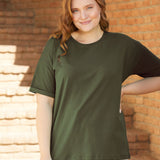 Дамска памучна тениска голям размер - Каки